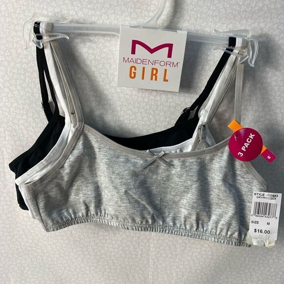 MAIDENFORM Girls Medium Crop Bra (Pack of 3) - Picture 1 of 8